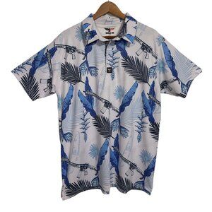 Eagle Six Shirt Mens Large Breezy Palms Golf Polo AK USA America Hawaiian